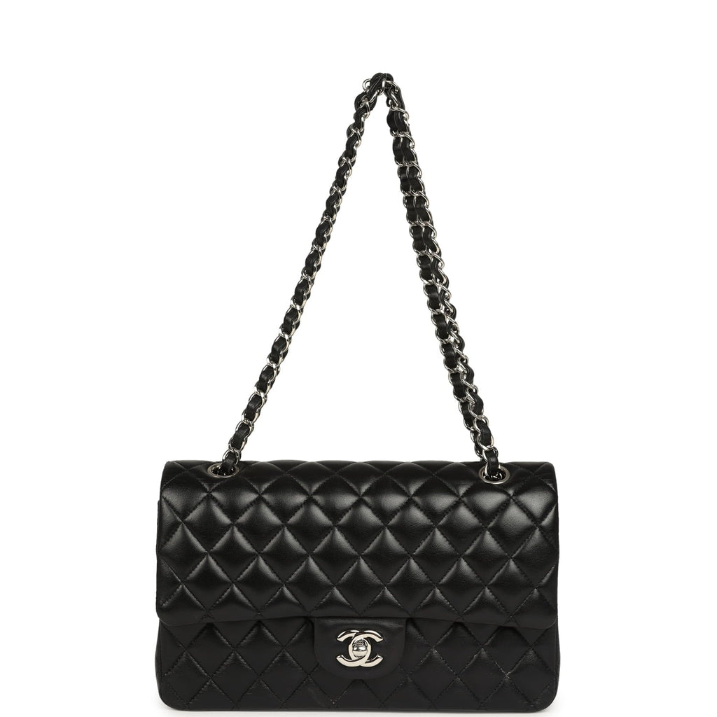 Pre-owned Chanel Medium Classic Double Flap Black Caviar Silver Hardware