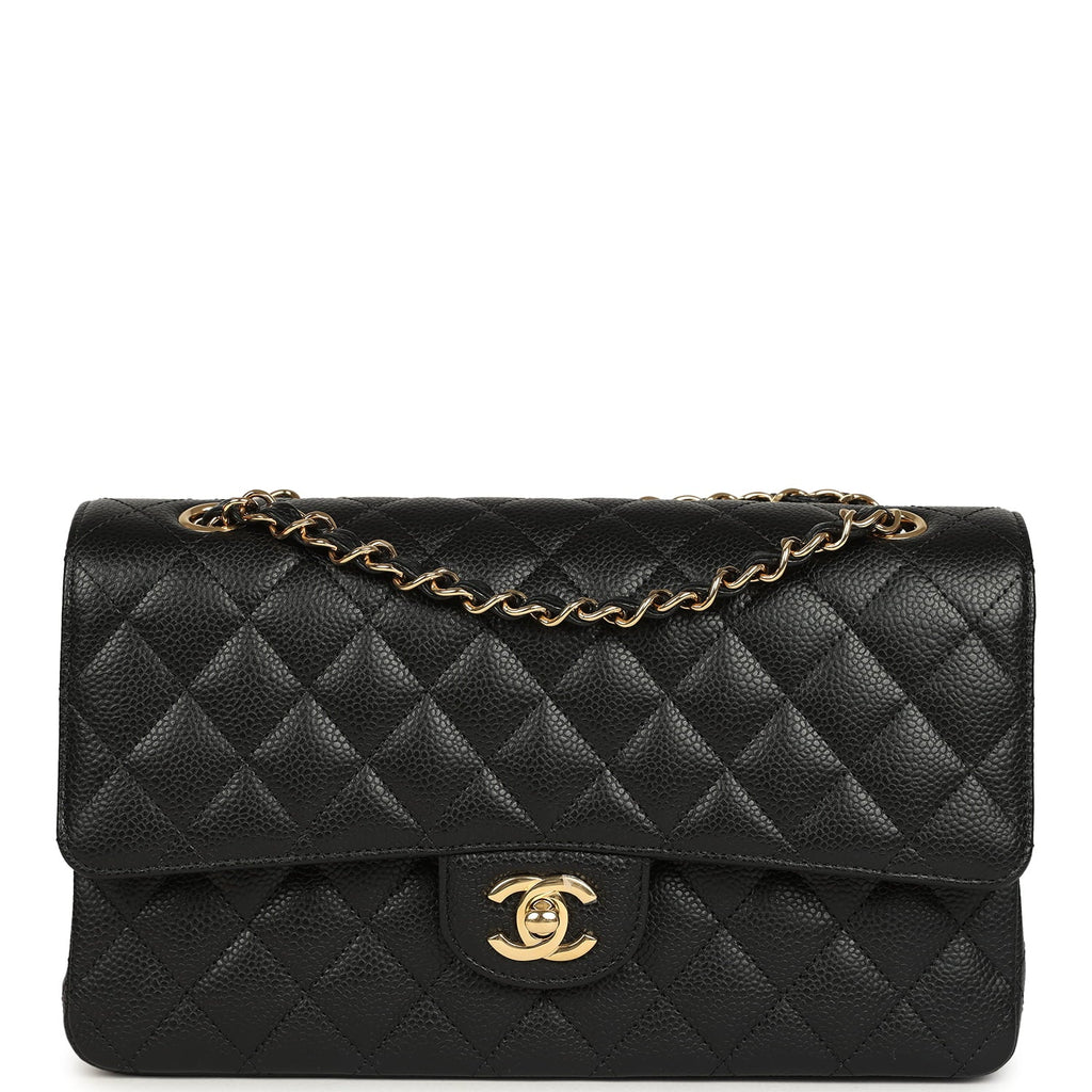 Chanel Medium Classic Double Flap Bag Black Caviar Gold Hardware