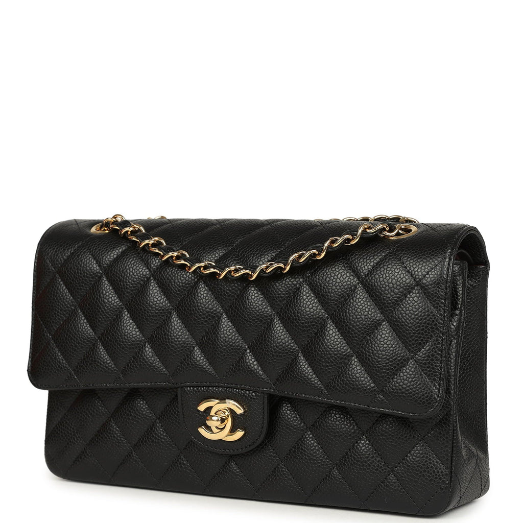 Chanel Medium Classic Double Flap Bag Black Caviar Gold Hardware
