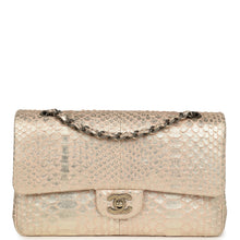 Load image into Gallery viewer, Pre-owned Chanel Medium Classic Double Flap Bag Light Pink, Silver Python Aged Bronze Hardware