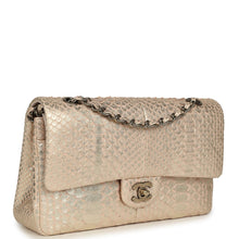 Load image into Gallery viewer, Pre-owned Chanel Medium Classic Double Flap Bag Light Pink, Silver Python Aged Bronze Hardware