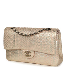 Load image into Gallery viewer, Pre-owned Chanel Medium Classic Double Flap Bag Light Pink, Silver Python Aged Bronze Hardware