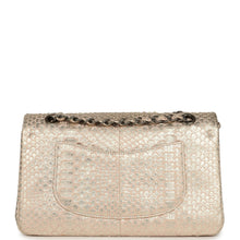 Load image into Gallery viewer, Pre-owned Chanel Medium Classic Double Flap Bag Light Pink, Silver Python Aged Bronze Hardware