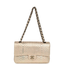 Load image into Gallery viewer, Pre-owned Chanel Medium Classic Double Flap Bag Light Pink, Silver Python Aged Bronze Hardware