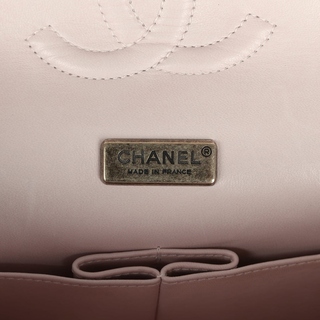 Pre-owned Chanel Medium Classic Double Flap Bag Light Pink, Silver Python Aged Bronze Hardware