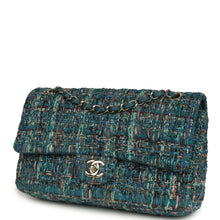 Load image into Gallery viewer, Pre-owned Chanel Medium "Egypt" Classic Double Flap Bag Blue Tweed Light Gold Hardware
