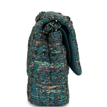 Load image into Gallery viewer, Pre-owned Chanel Medium "Egypt" Classic Double Flap Bag Blue Tweed Light Gold Hardware