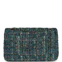 Load image into Gallery viewer, Pre-owned Chanel Medium "Egypt" Classic Double Flap Bag Blue Tweed Light Gold Hardware