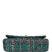 Load image into Gallery viewer, Pre-owned Chanel Medium "Egypt" Classic Double Flap Bag Blue Tweed Light Gold Hardware