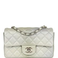 Load image into Gallery viewer, Chanel Mini Classic Rectangular Flap Bag Grey and Green Ombre Iridescent Goatskin Silver Hardware