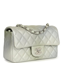 Load image into Gallery viewer, Chanel Mini Classic Rectangular Flap Bag Grey and Green Ombre Iridescent Goatskin Silver Hardware