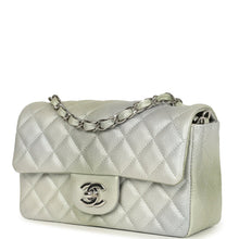 Load image into Gallery viewer, Chanel Mini Classic Rectangular Flap Bag Grey and Green Ombre Iridescent Goatskin Silver Hardware