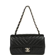 Load image into Gallery viewer, Chanel Mini Chevron Classic Rectangular Flap Bag Black Lambskin Light Gold Hardware