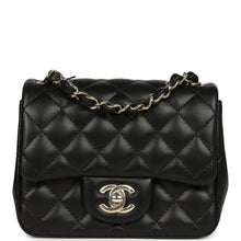 Load image into Gallery viewer, Chanel Mini Classic Square Flap Bag Black Lambskin Light Gold Hardware