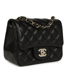 Load image into Gallery viewer, Chanel Mini Classic Square Flap Bag Black Lambskin Light Gold Hardware