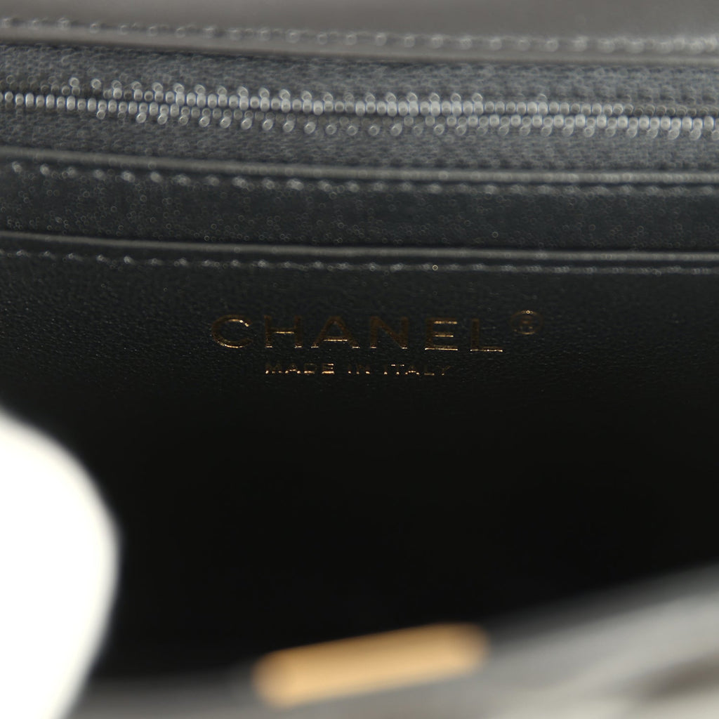 Chanel Mini Classic Square Flap Bag Black Lambskin Light Gold Hardware