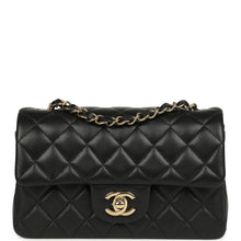 Load image into Gallery viewer, Chanel Mini Classic Rectangular Flap Bag Black Lambskin Light Gold Hardware