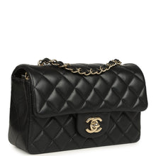 Load image into Gallery viewer, Chanel Mini Classic Rectangular Flap Bag Black Lambskin Light Gold Hardware