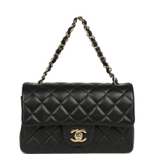 Load image into Gallery viewer, Chanel Mini Classic Rectangular Flap Bag Black Lambskin Light Gold Hardware