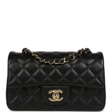 Load image into Gallery viewer, Chanel Mini Classic Rectangular Flap Bag Black Lambskin Light Gold Hardware