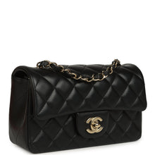 Load image into Gallery viewer, Chanel Mini Classic Rectangular Flap Bag Black Lambskin Light Gold Hardware