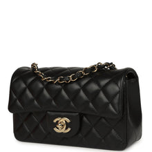 Load image into Gallery viewer, Chanel Mini Classic Rectangular Flap Bag Black Lambskin Light Gold Hardware