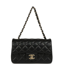 Load image into Gallery viewer, Chanel Mini Classic Rectangular Flap Bag Black Lambskin Light Gold Hardware