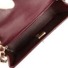 Load image into Gallery viewer, Chanel Mini Classic Rectangular Flap Bag Burgundy Shiny Lambskin Light Gold Hardware
