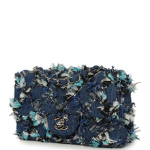 Load image into Gallery viewer, Chanel Mini Classic Rectangular Flap Bag Ribbon Tweed Blue Denim Silver Hardware