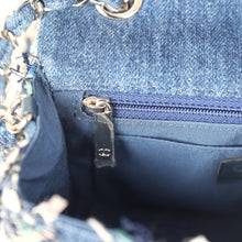 Load image into Gallery viewer, Chanel Mini Classic Rectangular Flap Bag Ribbon Tweed Blue Denim Silver Hardware