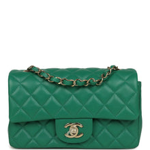 Load image into Gallery viewer, Chanel Mini Classic Rectangular Flap Bag Green Lambskin Light Gold Hardware