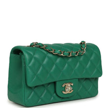 Load image into Gallery viewer, Chanel Mini Classic Rectangular Flap Bag Green Lambskin Light Gold Hardware