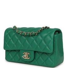 Load image into Gallery viewer, Chanel Mini Classic Rectangular Flap Bag Green Lambskin Light Gold Hardware