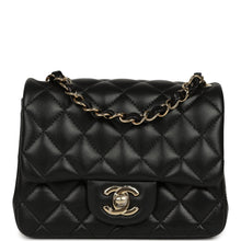 Load image into Gallery viewer, Chanel Mini Classic Square Flap Bag Black Lambskin Light Gold Hardware