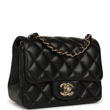 Load image into Gallery viewer, Chanel Mini Classic Square Flap Bag Black Lambskin Light Gold Hardware
