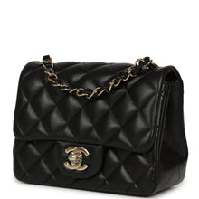 Load image into Gallery viewer, Chanel Mini Classic Square Flap Bag Black Lambskin Light Gold Hardware