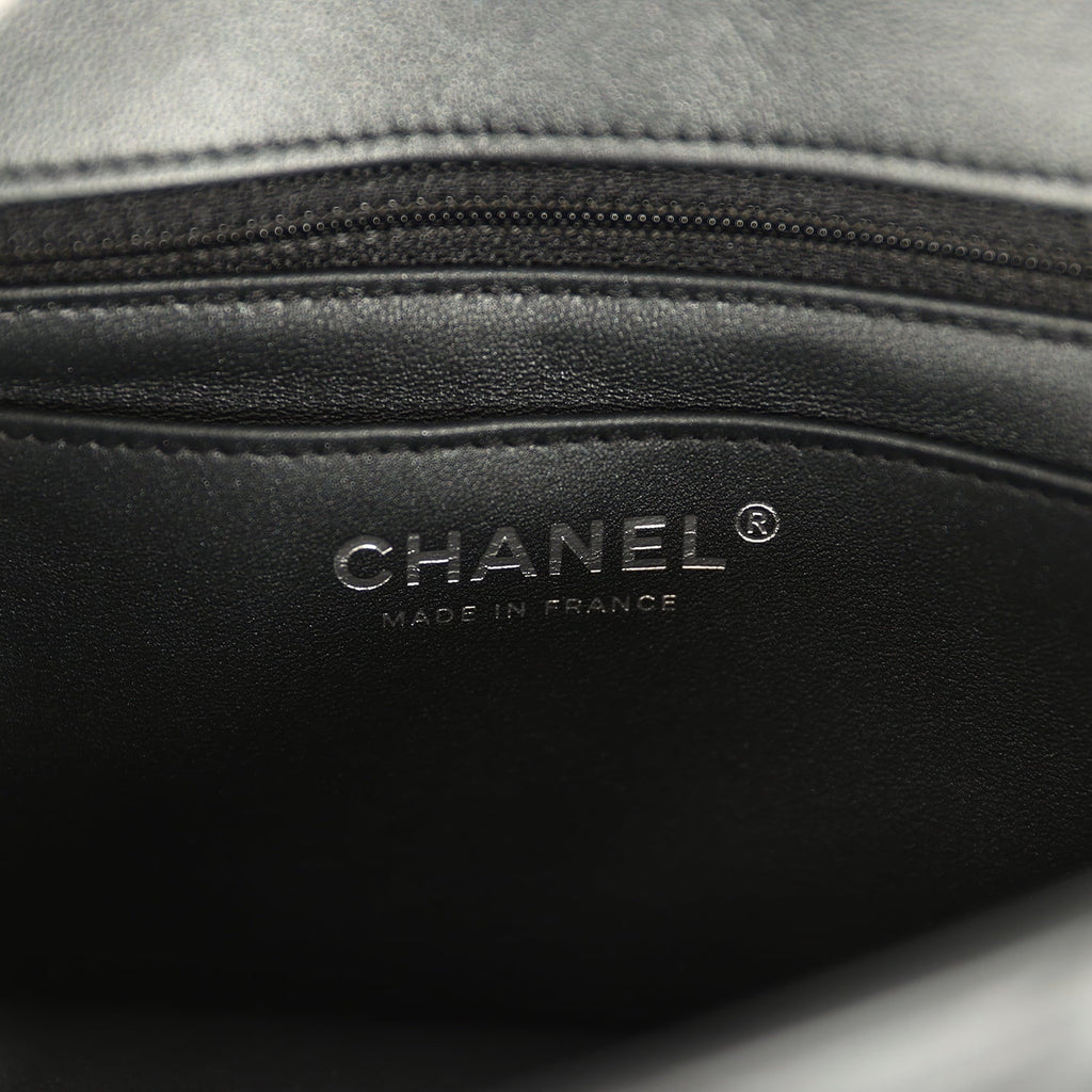 Chanel Mini Classic Rectangular Flap Bag So Black Iridescent Lambskin Black Hardware