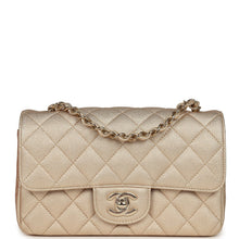 Load image into Gallery viewer, Chanel Mini Classic Rectangular Flap Bag Gold Grained Lambskin Caviar Light Gold Hardware