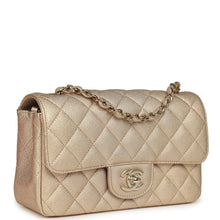 Load image into Gallery viewer, Chanel Mini Classic Rectangular Flap Bag Gold Grained Lambskin Caviar Light Gold Hardware