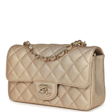 Load image into Gallery viewer, Chanel Mini Classic Rectangular Flap Bag Gold Grained Lambskin Caviar Light Gold Hardware