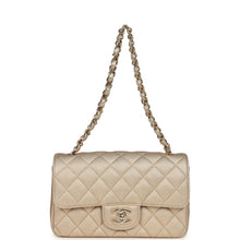 Load image into Gallery viewer, Chanel Mini Classic Rectangular Flap Bag Gold Grained Lambskin Caviar Light Gold Hardware