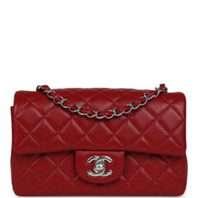 Load image into Gallery viewer, Chanel Mini Classic Rectangular Flap Bag Red Lambskin Silver Hardware