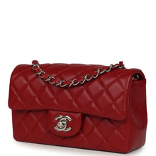 Load image into Gallery viewer, Chanel Mini Classic Rectangular Flap Bag Red Lambskin Silver Hardware