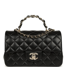 Load image into Gallery viewer, Chanel Mini Classic Rectangular Top Handle Flap Bag Black Lambskin Light Gold Hardware