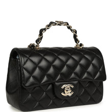 Load image into Gallery viewer, Chanel Mini Classic Rectangular Top Handle Flap Bag Black Lambskin Light Gold Hardware