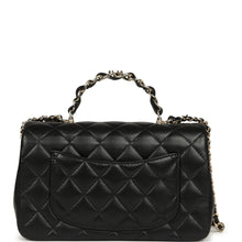 Load image into Gallery viewer, Chanel Mini Classic Rectangular Top Handle Flap Bag Black Lambskin Light Gold Hardware
