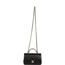 Load image into Gallery viewer, Chanel Mini Classic Rectangular Top Handle Flap Bag Black Lambskin Light Gold Hardware