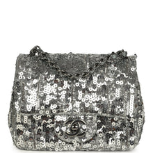 Load image into Gallery viewer, Chanel Mini Classic Square Flap Bag Metallic Silver Sequins Ruthenium Hardware