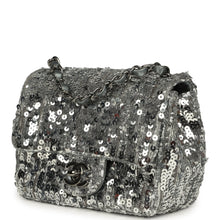 Load image into Gallery viewer, Chanel Mini Classic Square Flap Bag Metallic Silver Sequins Ruthenium Hardware