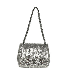 Load image into Gallery viewer, Chanel Mini Classic Square Flap Bag Metallic Silver Sequins Ruthenium Hardware